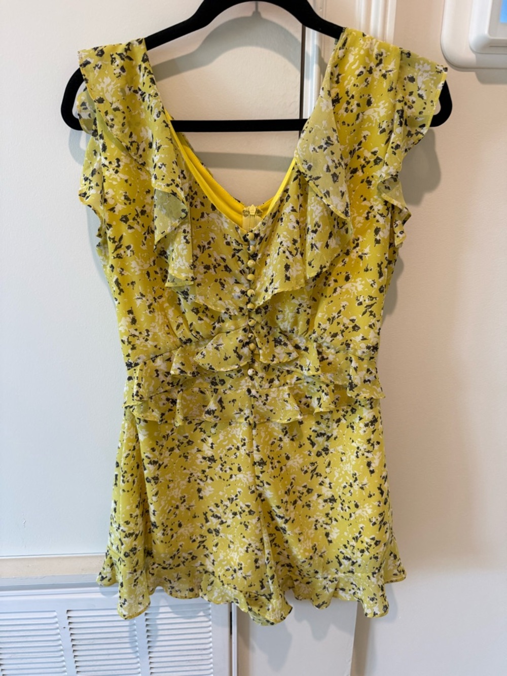 Yellow Floral Ruffle Romper